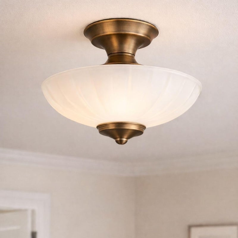 LIGHTACCENTS غطاء زجاجي بديل لمصابيح السقف والمعلقات، زجاج قبة مصنفر بقطر 12 بوصة، ثقب مركزي 1.65 بوصة للتعليق أو الإضاءة السقفية - Image 1